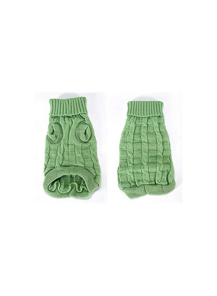 Green Tiger Pet Cats Sweater Aran Pullover Knitted Doggie Kitty Clothes Solid Colors for Kitten Chihuahua Pug (Green, S) - Image 4