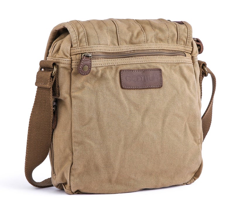 GOOTIUM Canvas Crossbody Bag - Small Messenger Bag | Vintage Shoulder Purse, Khaki - Image 3