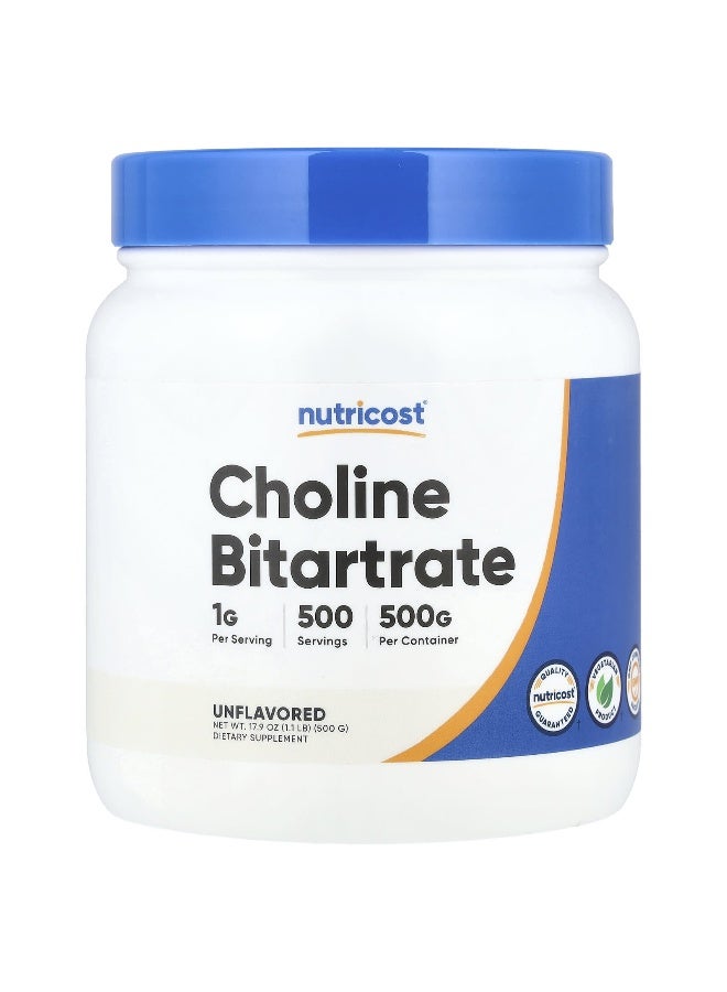 Nutricost, Choline Bitartrate, Unflavored, 17.9 oz (500 g) (Packaging may vary)