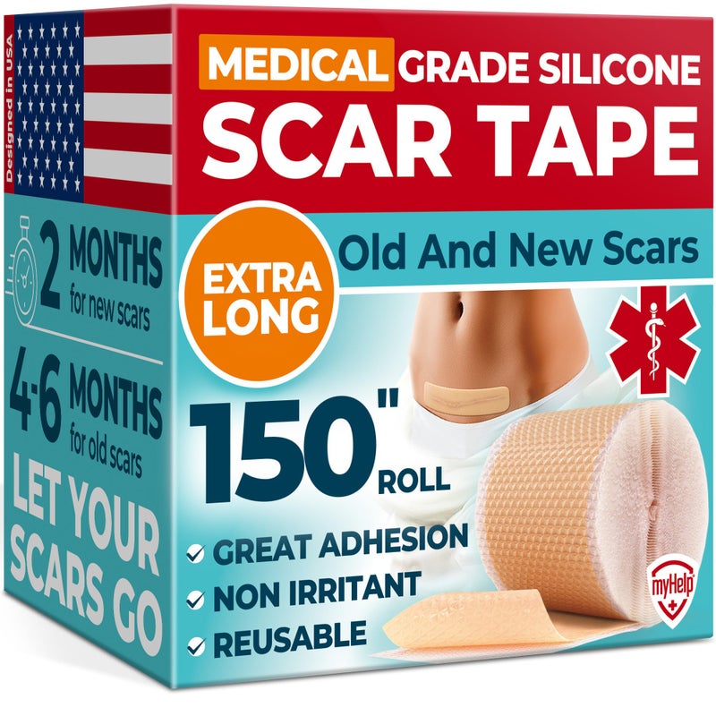 Medical Grade Silicone Scar Tape  16x150  Visible Difference on Keloid  Section  Reusable Silicone Scar Sheets  Easy to Use