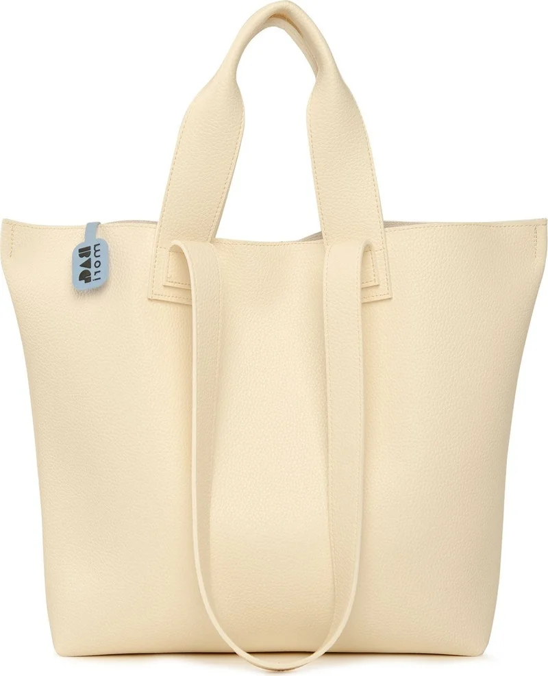 Bagmori Cream Double Strap Textured Large Tote Bag