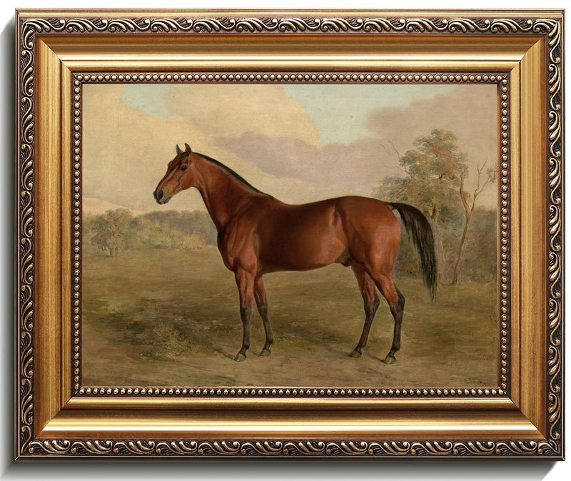uniro Vintage Gold Framed Horse Wall Art Farmhouse Decor Horse Canvas Art Prints Painting Rustic horse Picture Western Wall Decor Antique Country Wall Decor for Living Room Bedroom Bathroom Office Farmhouse Western Home Decor 9x12Inch - Image 2