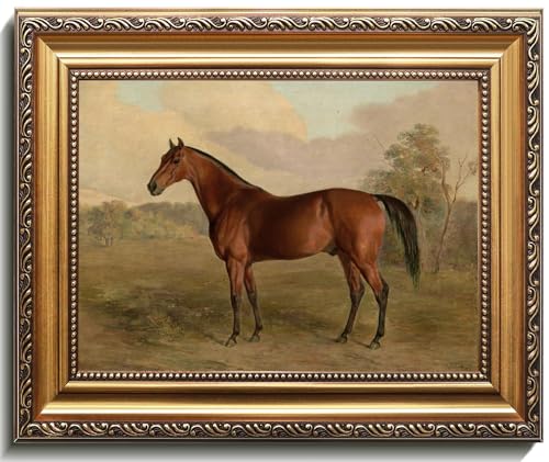 uniro Vintage Gold Framed Horse Wall Art Farmhouse Decor Horse Canvas Art Prints Painting Rustic horse Picture Western Wall Decor Antique Country Wall Decor for Living Room Bedroom Bathroom Office Farmhouse Western Home Decor 9x12Inch - Image 1