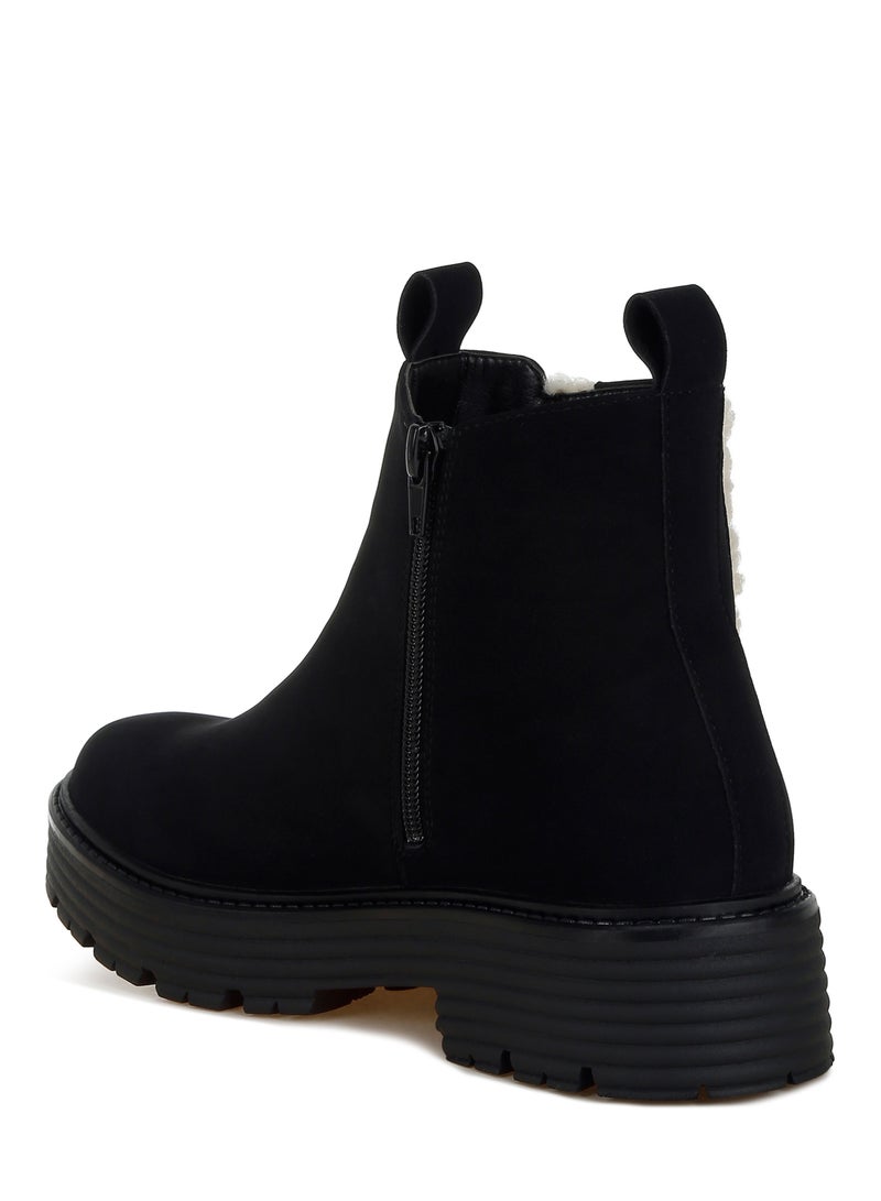 لندن راج أحذية الكاحل السميكة من لندن راغ للنساء، مزينة بتفاصيل من الفرو الصناعي - Image 3