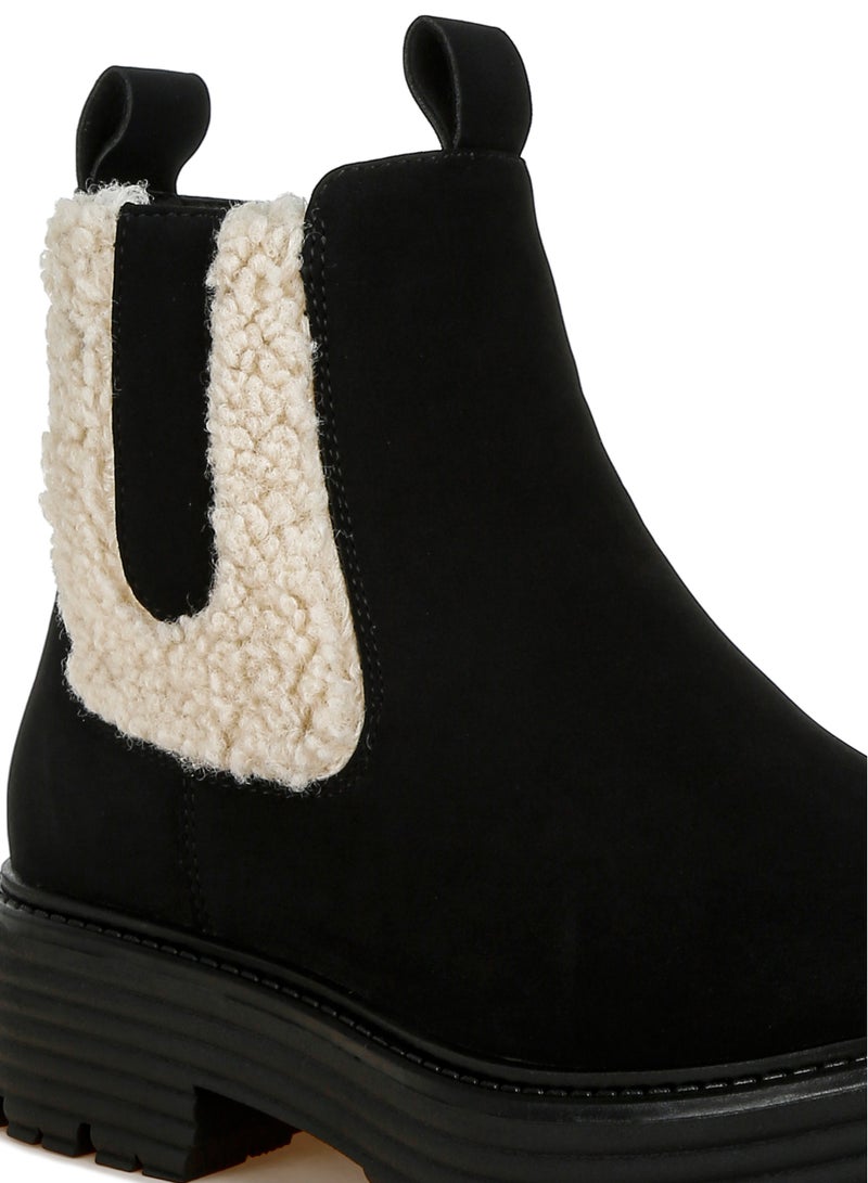 لندن راج أحذية الكاحل السميكة من لندن راغ للنساء، مزينة بتفاصيل من الفرو الصناعي - Image 5