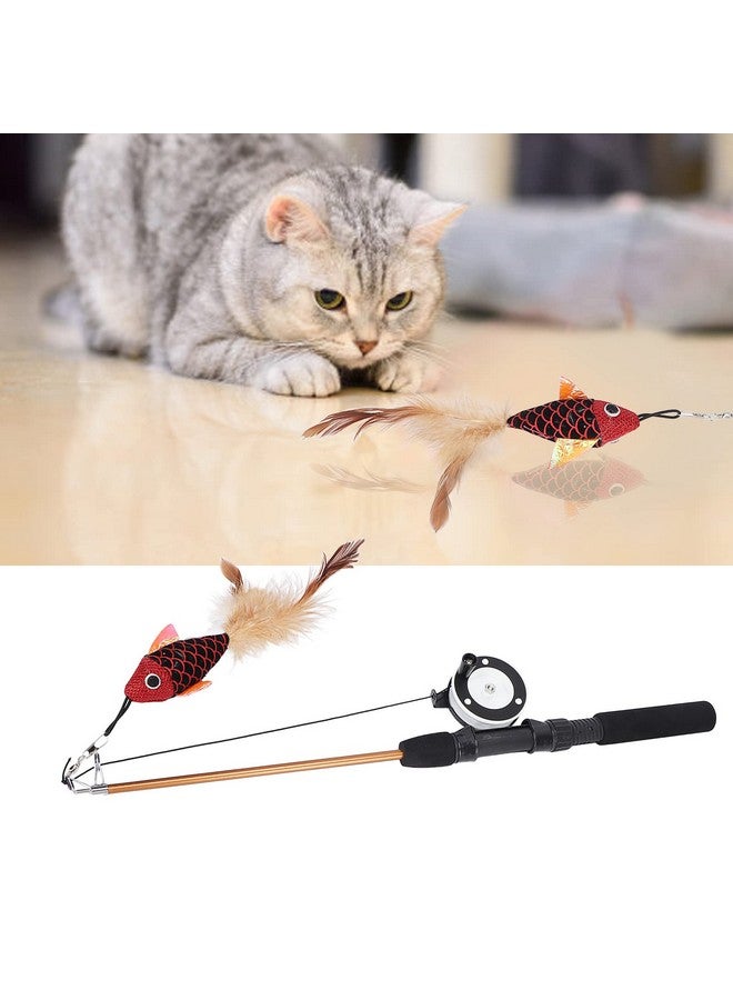 Sorandy Interactive Cat Teaser Wand Toys Retractable Fishing Pole Funny Cat Stick Playing Toy Pet Companion Cattraction Toys with Dangler for Indoor Cats Kitten Play Chase Exercise - Image 4