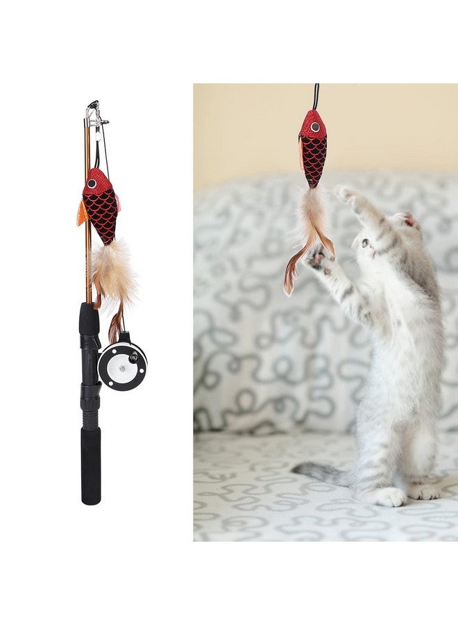 Sorandy Interactive Cat Teaser Wand Toys Retractable Fishing Pole Funny Cat Stick Playing Toy Pet Companion Cattraction Toys with Dangler for Indoor Cats Kitten Play Chase Exercise - Image 2