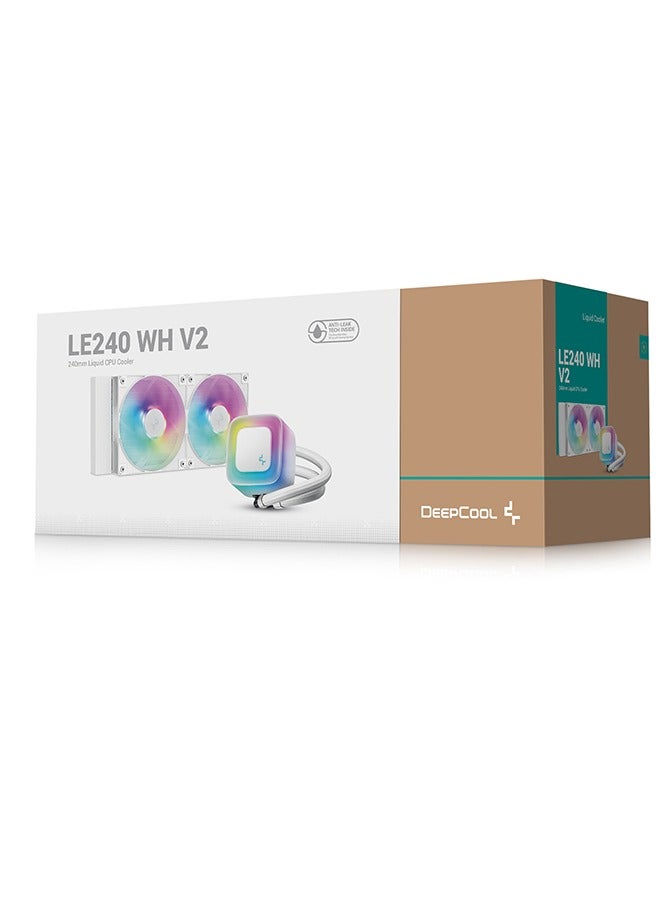 DEEPCOOL LE240 WH V2 240mm Liquid CPU Cooler, Dual 120mm ARGB Fans, Hydro Bearing Pump, Anti-Leak Technology, Intel & AMD Compatible, High-Performance RGB AIO Cooling for Gaming & Overclocking, White | R-LE240-WHAMMN-G-2 - Image 1