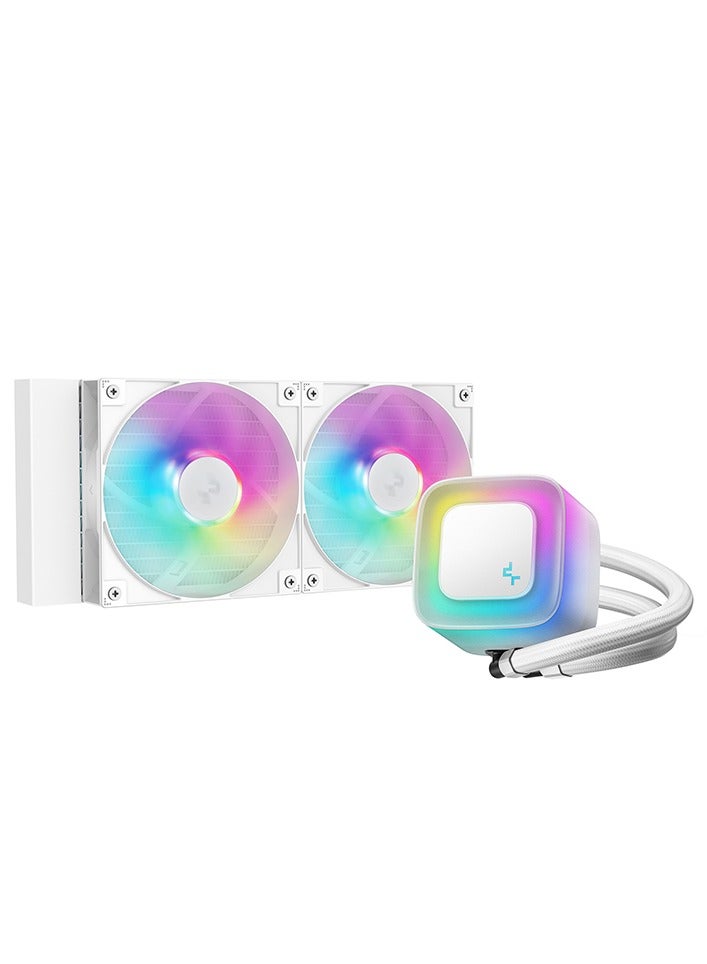 DEEPCOOL LE240 WH V2 240mm Liquid CPU Cooler, Dual 120mm ARGB Fans, Hydro Bearing Pump, Anti-Leak Technology, Intel & AMD Compatible, High-Performance RGB AIO Cooling for Gaming & Overclocking, White | R-LE240-WHAMMN-G-2 - Image 2