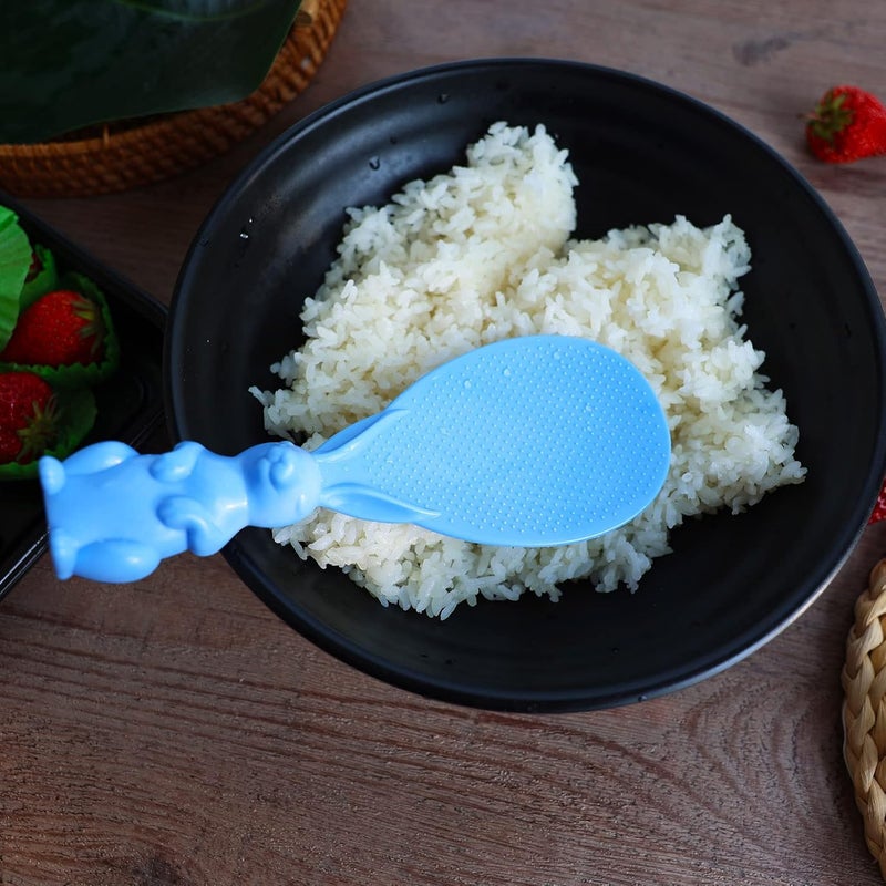 Missraza ملعقة أرز، 3 قطع ملعقة أرز، مغرفة أرز أرن�� لطيفة، ملعقة طبخ أرز أرنب لطيفة من البلاستيك غير اللاصق للمطبخ بواسطة - Image 5