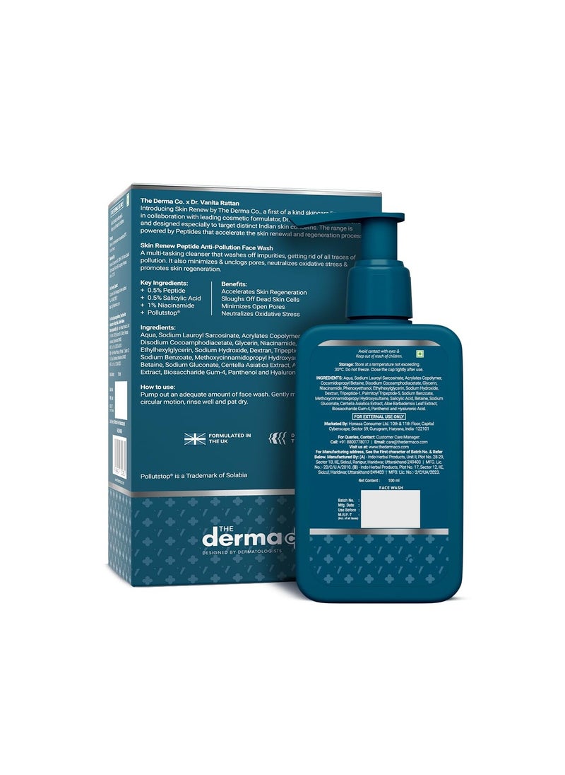 THE derma Co The Derma Co. X Dr.V Skin Renew Peptide Anti-Pollution Face Wash With Peptides & Niacinamide-100Ml| 0.5% Salicylic Acid | Exfoliation|Gentle & Deep Cleansing  - Image 2