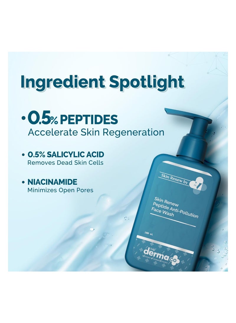 THE derma Co The Derma Co. X Dr.V Skin Renew Peptide Anti-Pollution Face Wash With Peptides & Niacinamide-100Ml| 0.5% Salicylic Acid | Exfoliation|Gentle & Deep Cleansing  - Image 4