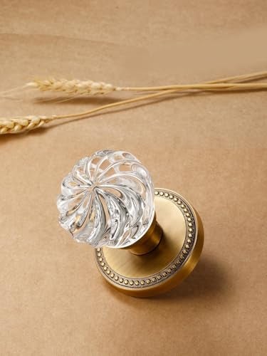SORWDUERM 2 Pack Crystal Door Knobs Antique Brass Door Knob Dummy Door Knobs Glass Interior Dummy Handle Single Sided Decorative - Image 3