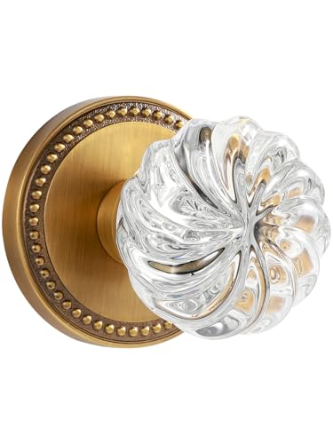 SORWDUERM 2 Pack Crystal Door Knobs Antique Brass Door Knob Dummy Door Knobs Glass Interior Dummy Handle Single Sided Decorative - Image 1