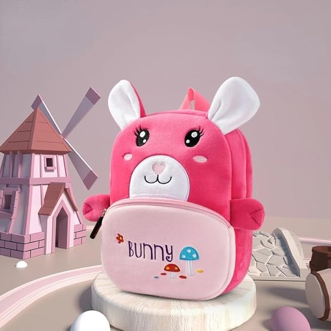 blue tree Cute Kids Backpack Toddler Bag Plush Animal Cartoon Mini Travel Bag for Baby Girl Boy 1-5 Years (s, Bunny, Rani) - Image 2