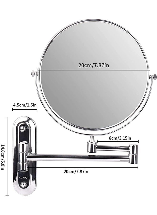 JCB CHIC Rechargeable Lighted Makeup Mirror 8 Inch Wall Mounted Makeup Mirror Double-Sided 1X/10X Magnification LED Vanity Mirror Touch Screen 360° Swivel Bathroom Mirror 13 Inch Extendable - Image 2
