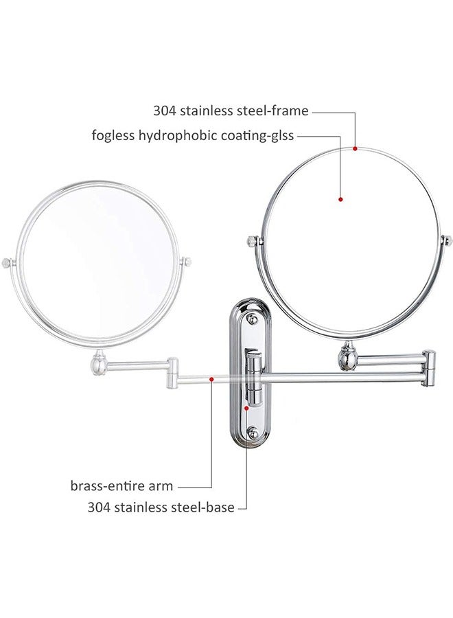 JCB CHIC Rechargeable Lighted Makeup Mirror 8 Inch Wall Mounted Makeup Mirror Double-Sided 1X/10X Magnification LED Vanity Mirror Touch Screen 360° Swivel Bathroom Mirror 13 Inch Extendable - Image 3