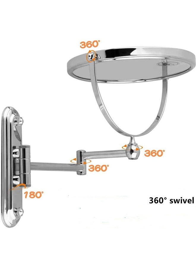 JCB CHIC Rechargeable Lighted Makeup Mirror 8 Inch Wall Mounted Makeup Mirror Double-Sided 1X/10X Magnification LED Vanity Mirror Touch Screen 360° Swivel Bathroom Mirror 13 Inch Extendable - Image 4