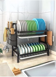 SHEE ONE Double Layer Dish Rack with Multiple Shelves and Draining Drawers - Stylish and modern design for organizing kitchen utensils  - Image 1