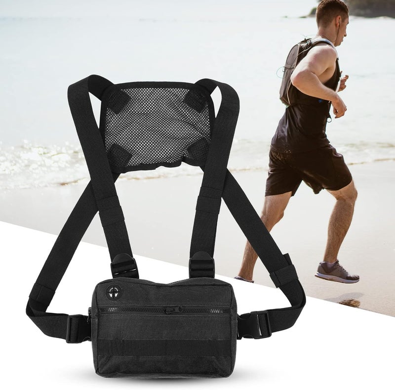 cheekyglo Oxford Cloth Sports Chest Bag, Outdoor Waterproof Sports Training Pack with Adjustable Shoulder Strap for Fitness Running Black - Image 5