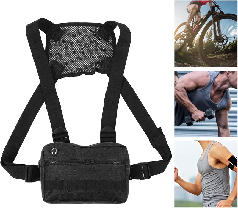 cheekyglo Oxford Cloth Sports Chest Bag, Outdoor Waterproof Sports Training Pack with Adjustable Shoulder Strap for Fitness Running Black - Image 4