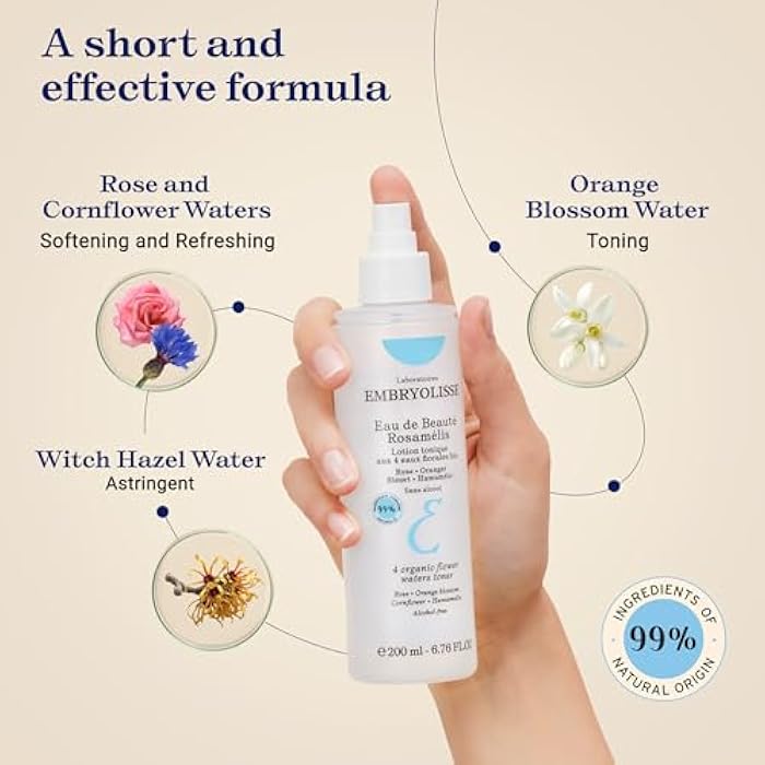 Embryolisse Eau de Beaute Rosamelis. Nourishing Floral Face Toner for All Skin Types, with Organic Flower Waters, 6.76 Fl Oz - Image 4