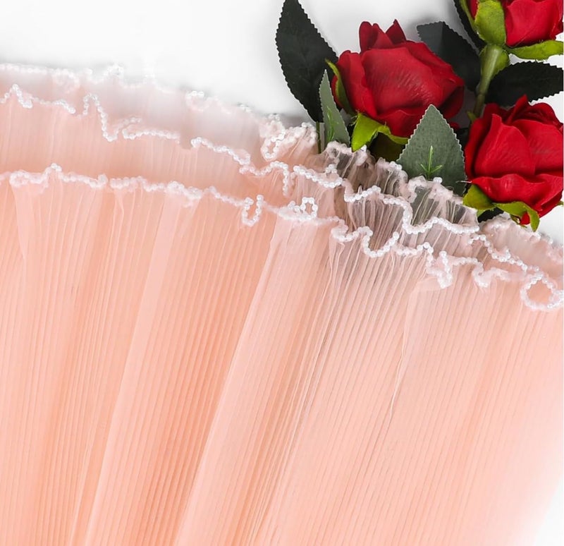 VRB Dec 2 Pcs (4 Yard/pcs) Floral Mesh Roll for Gift Wrapping, Flower Bouquets, DIY Crafts & Event Decor,flower bouquet gift packing Net for Decoration. (Peach) - Image 2