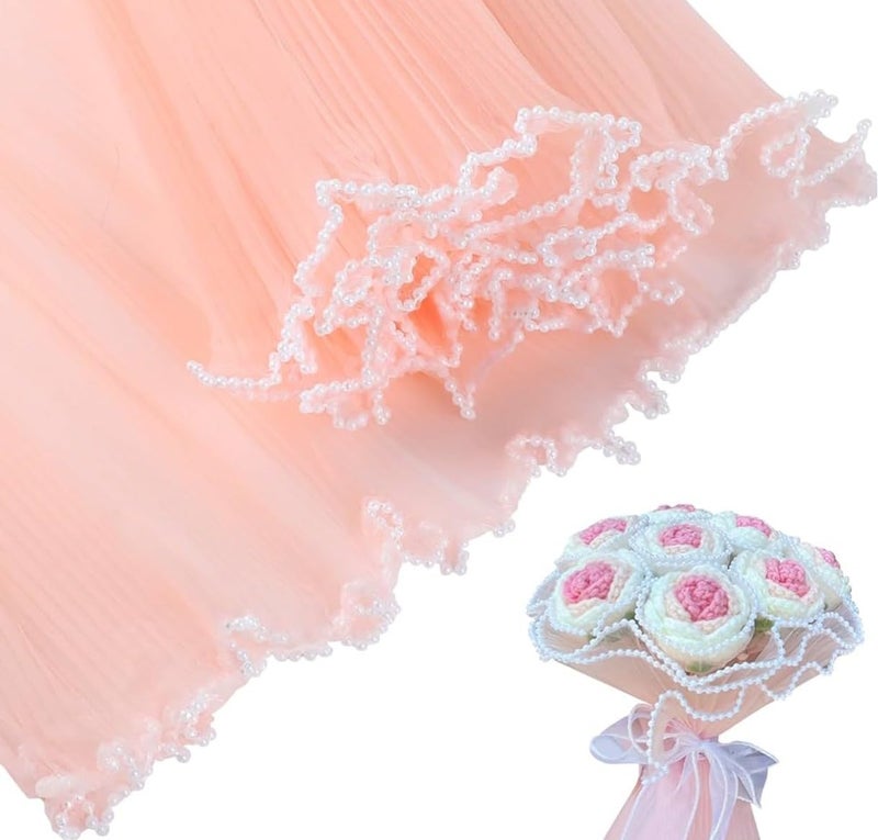 VRB Dec 2 Pcs (4 Yard/pcs) Floral Mesh Roll for Gift Wrapping, Flower Bouquets, DIY Crafts & Event Decor,flower bouquet gift packing Net for Decoration. (Peach) - Image 1