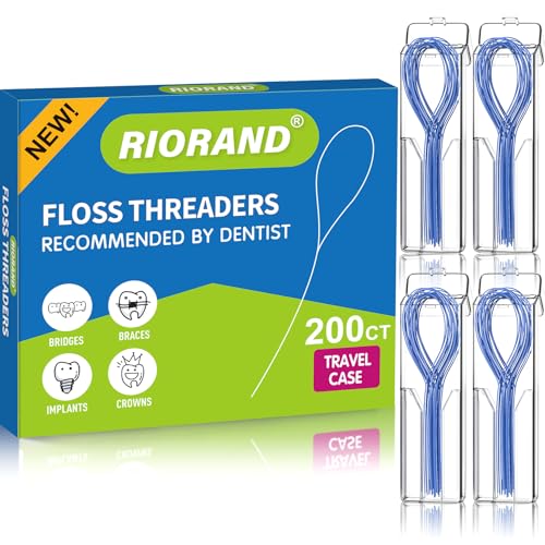 RioRand Floss Threaders, Essential Tool for Maintaining Oral Health with Braces, Bridges, and Implants 200Count (Pack of 4) - Image 1