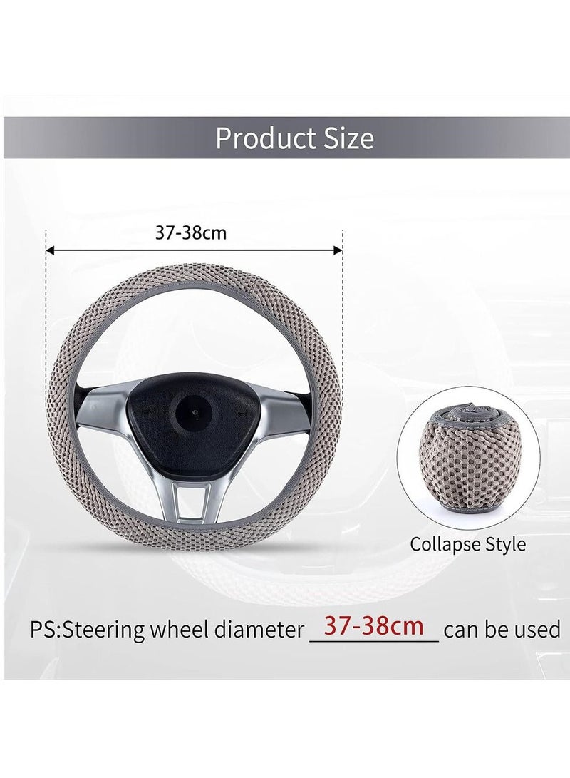 Car Steering Wheel Cover, Elastic Stretch Breathable Microfiber Ice Silk Anti Slip Car Wheel Protector Fit Most of Cars,Universal 36-38cm.Grey - Image 4