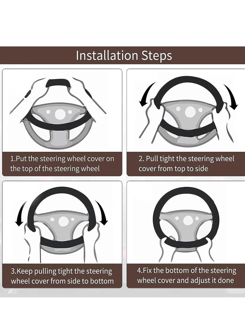 Car Steering Wheel Cover, Elastic Stretch Breathable Microfiber Ice Silk Anti Slip Car Wheel Protector Fit Most of Cars,Universal 36-38cm.Grey - Image 5