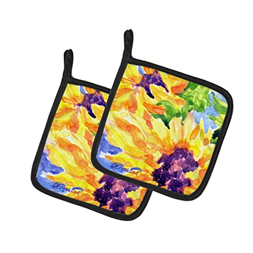 Caroline's Treasures 6132PTHD Flower - Sunflower Pair of Pot Holders Kitchen Heat Resistant Pot Holders Sets Oven Hot Pads for Cooking Baking BBQ, 7 1/2 x 7 1/2 - Image 1