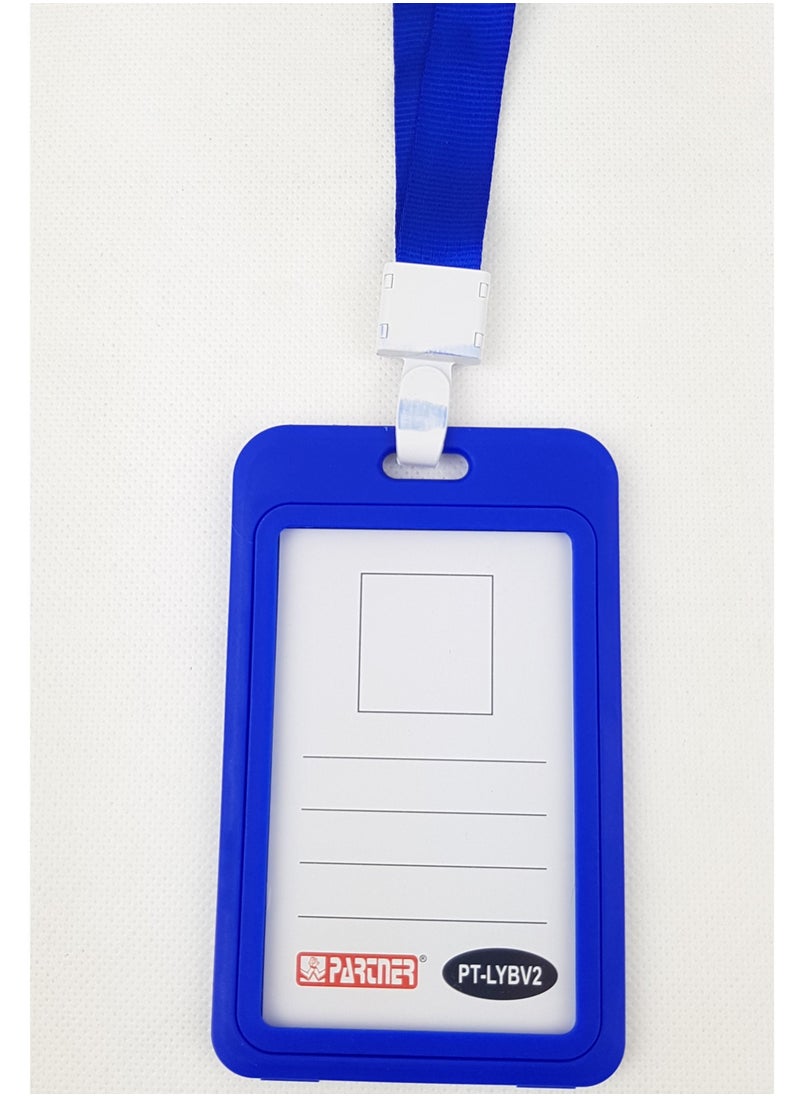 PARTNER 5-Piece ID Card Holder Vertical With Lanyard Blue Colour  - Image 2