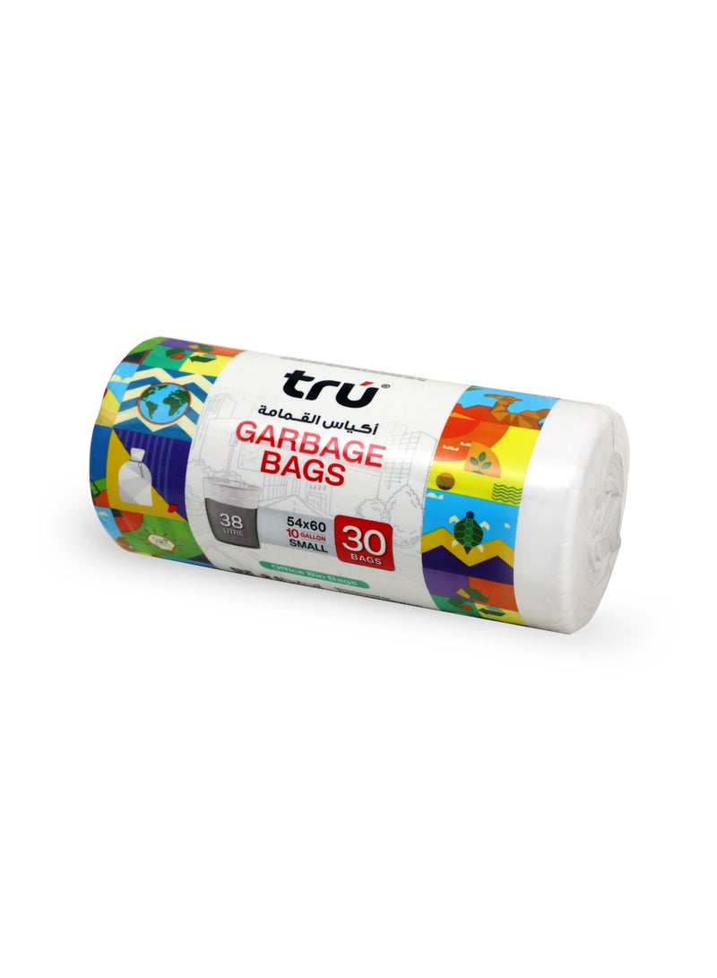 Tru Pack of 3 - Garbage Bags Compact Roll White10 Gallon, 54x60cm, Small (Office bins) - 30 bags x 3 white - Image 3