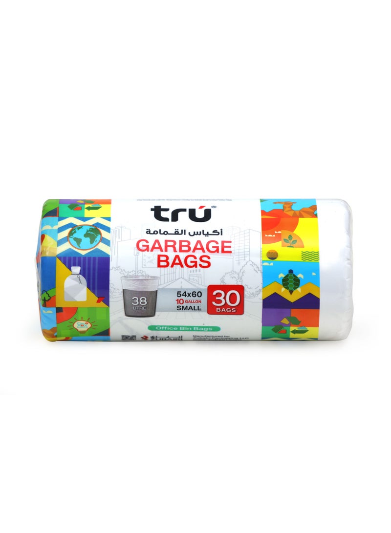 Tru Pack of 3 - Garbage Bags Compact Roll White10 Gallon, 54x60cm, Small (Office bins) - 30 bags x 3 white - Image 2