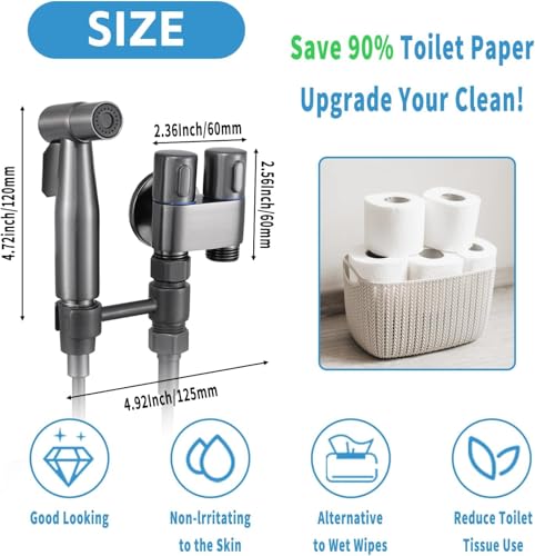 MLD Handheld Toilet Bidet Sprayer Toilet Faucet Handheld Bidet Sprayers Hand Shower Toilet Hose Sprayer Attachment for Water Spray and Cloth Diaper Wash Grey - Image 3