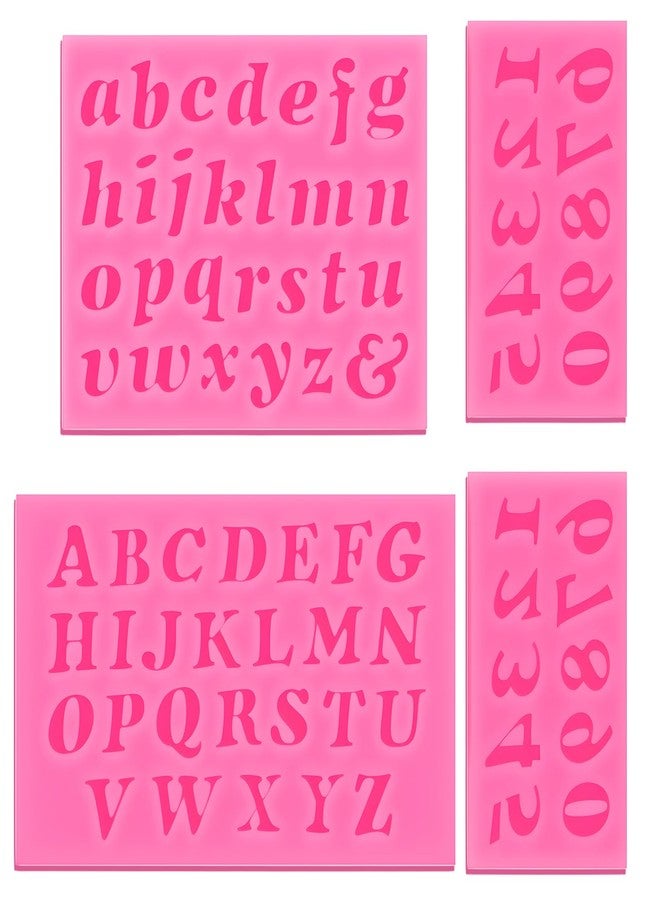 Azefnuhk 4 Pcs Silicone Letter Molds, Silicone Fondant Mold, 26 Letters and 0-9 Numbers Chocolate Molds for Cake Decorating, Cupcake Topper, Ice Cream, Desserts (Pink) - Image 1