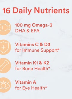 SmartyPants Kids Multivitamin Gummies: Omega 3 Fish Oil (EPA/DHA), Vitamin D3, C, Vitamin B12, B6, A, K & Zinc for Immune Support, Biotin, Grape, Cherry & Berry Flavors, 120 Count (30 Day Supply)  - Image 4