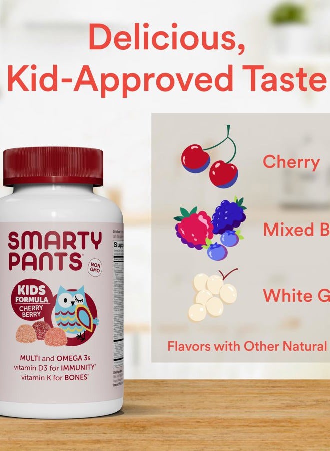 Kids Multivitamin Gummies: Omega 3 Fish Oil (EPA/DHA), Vitamin D3, C, Vitamin B12, B6, A, K & Zinc for Immune Support, Biotin, Grape, Cherry & Berry Flavors, 120 Count (30 Day Supply)
