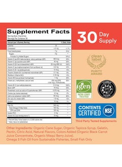 SmartyPants Kids Multivitamin Gummies: Omega 3 Fish Oil (EPA/DHA), Vitamin D3, C, Vitamin B12, B6, A, K & Zinc for Immune Support, Biotin, Grape, Cherry & Berry Flavors, 120 Count (30 Day Supply)  - Image 2