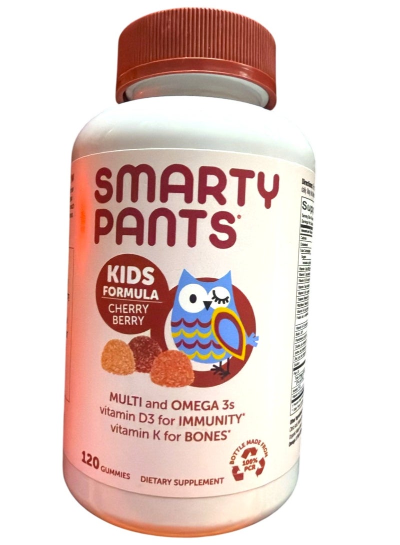 SmartyPants جواهر متعددة الفيتامينات للأطفال: زيت السمك أوميغا 3 (EPA/DHA)، فيتامين D3، C، فيتامين B12، B6، A، K والزنك لدعم المناعة، البيوتين، نكهات العنب، الكرز والتوت، 120 حبة (إمداد لمدة 30 يوم) - Image 1