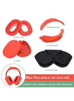 Digital Computer/bluetooth Headset Case/bluetooth Headset Shell Protective Cover For Airpods Pro-Color:max Five-piece Red (head Beam + Beam + Ear Cap + Shell + Storage Bag)-Model:Applicable To Airpods Max