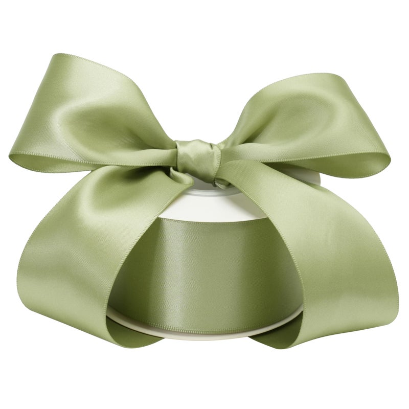 DINDOSAL Sage Green Ribbon Double Face Satin Ribbon 2 Inch Moss Ribbon for Wedding Bridal Bouquet Crafts DIY Party Decorations 25Yards