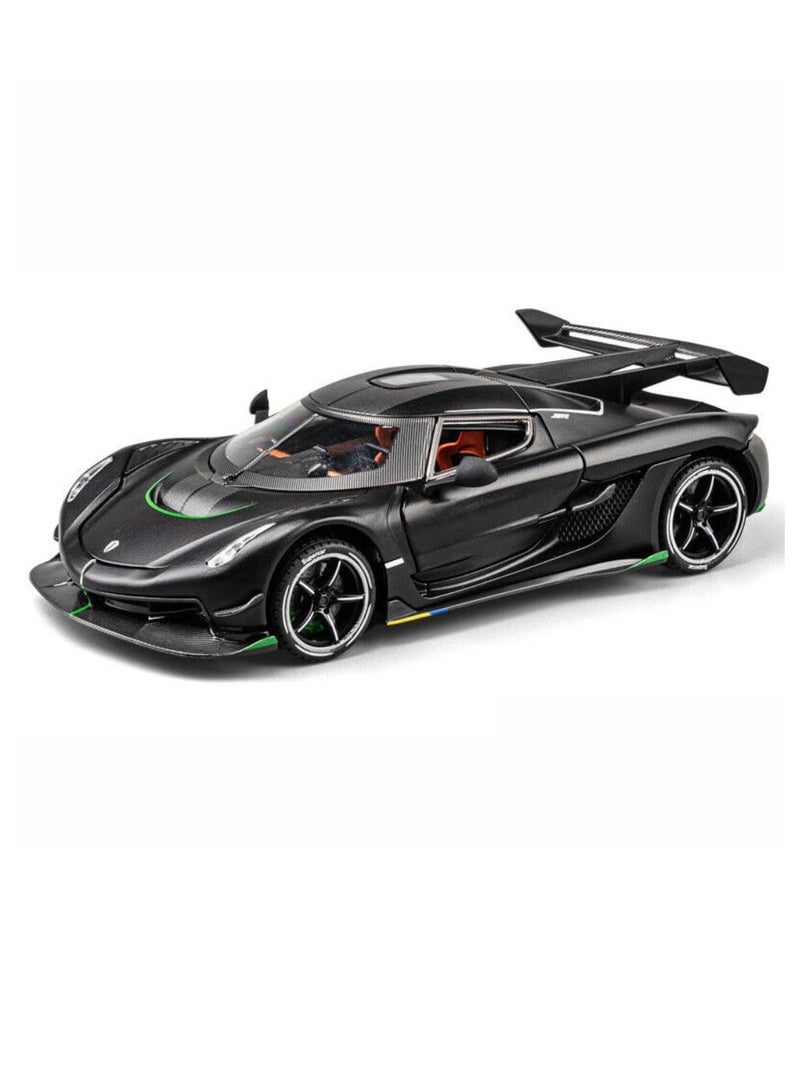 Chenghai car to 1:24 Koenigsegg jesko alloy car model sound and light pull back children's toy car model (black)  - Image 1