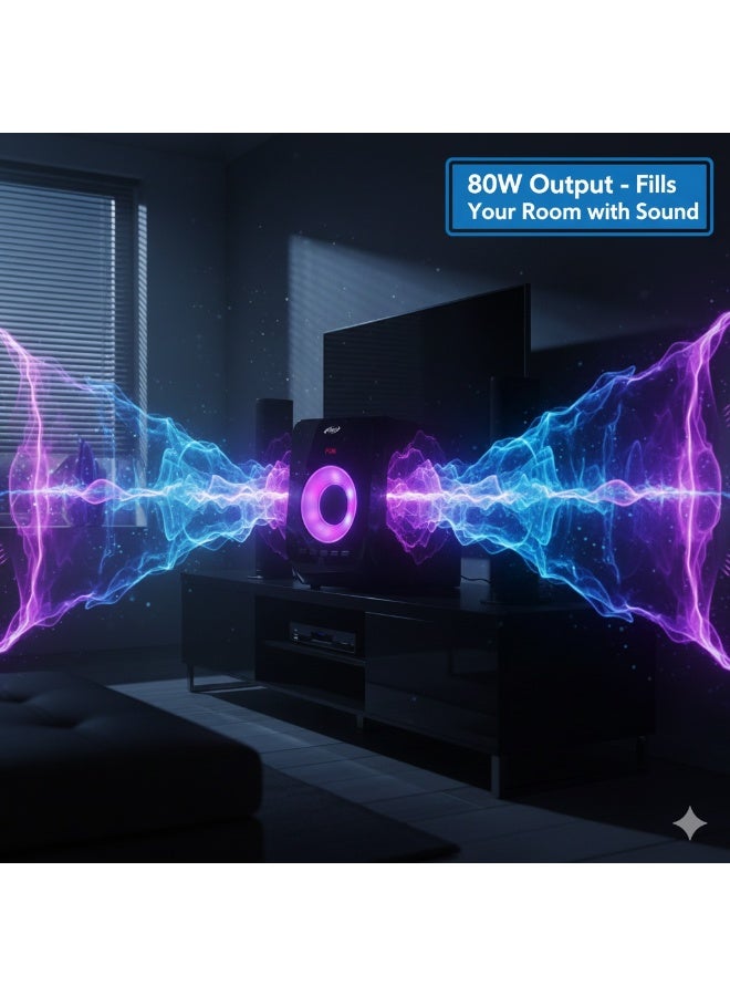 فيرست سبيكر فيرست FT-222 نظام مسرح منزلي 2.1 احترافي | قوة 80 وات (RMS) -راديو، بلوتوث، USB/SD، AUX، مع ريموت كنترول - Image 5