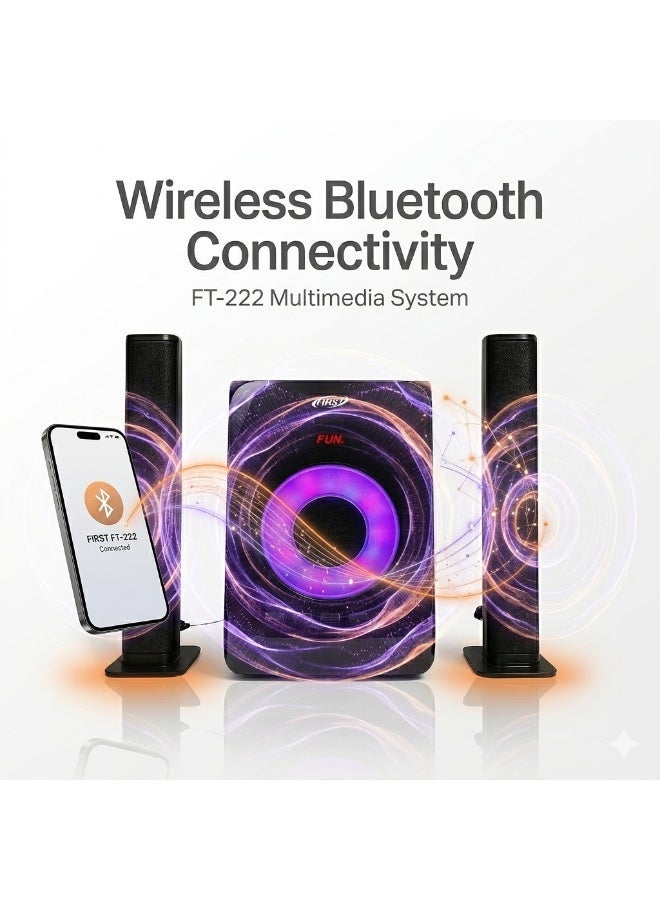 FIRST FT-222 Speaker Professional 2.1 Home Theater System | 80W RMS Power - Bluetooth, USB/SD, AUX, Radio,Remote Control - Image 2