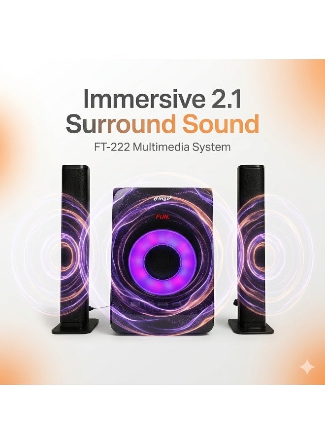 FIRST FT-222 Speaker Professional 2.1 Home Theater System | 80W RMS Power - Bluetooth, USB/SD, AUX, Radio,Remote Control - Image 3