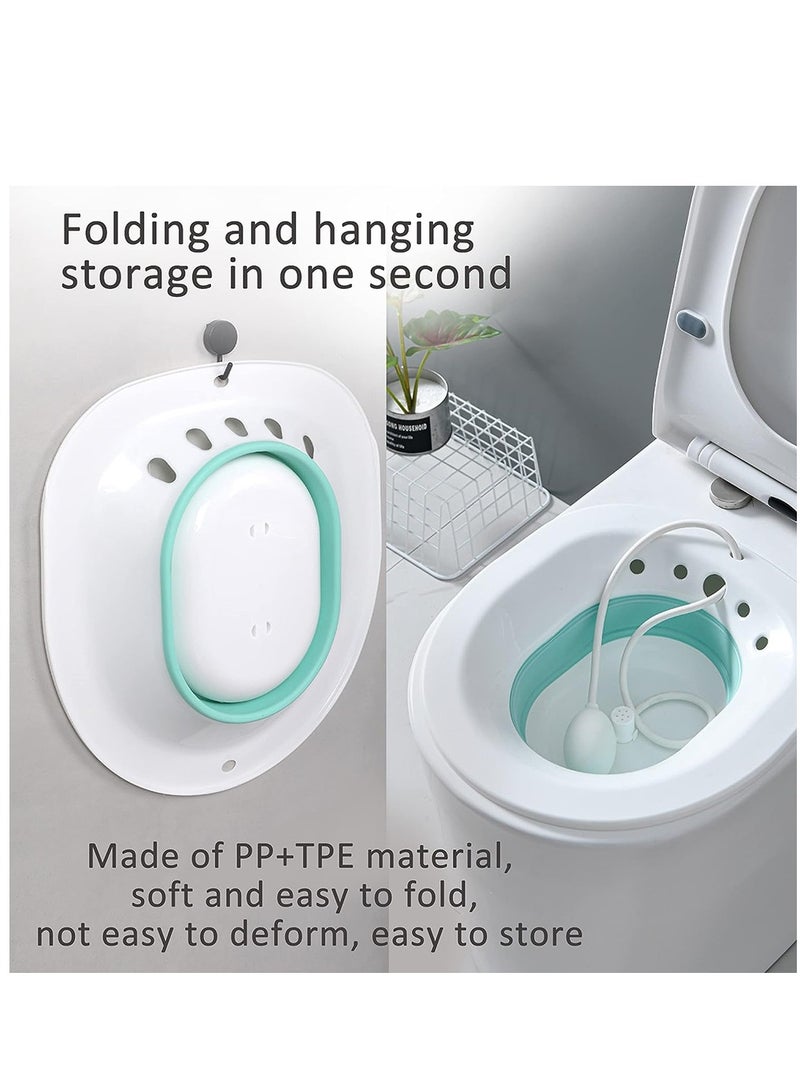Generic Foldable Squat Free Sitz Bath, Bath Tub Basin Flushing Water Bathtub Soaking Basin for Postpartum Care and Pregnant Woman Acne Patients, Sitz Bath Soak for Hemorrhoids and Acne Relief(Green) - Image 5