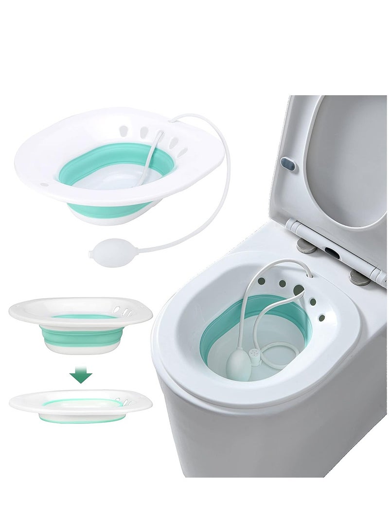 Generic Foldable Squat Free Sitz Bath, Bath Tub Basin Flushing Water Bathtub Soaking Basin for Postpartum Care and Pregnant Woman Acne Patients, Sitz Bath Soak for Hemorrhoids and Acne Relief(Green) - Image 1