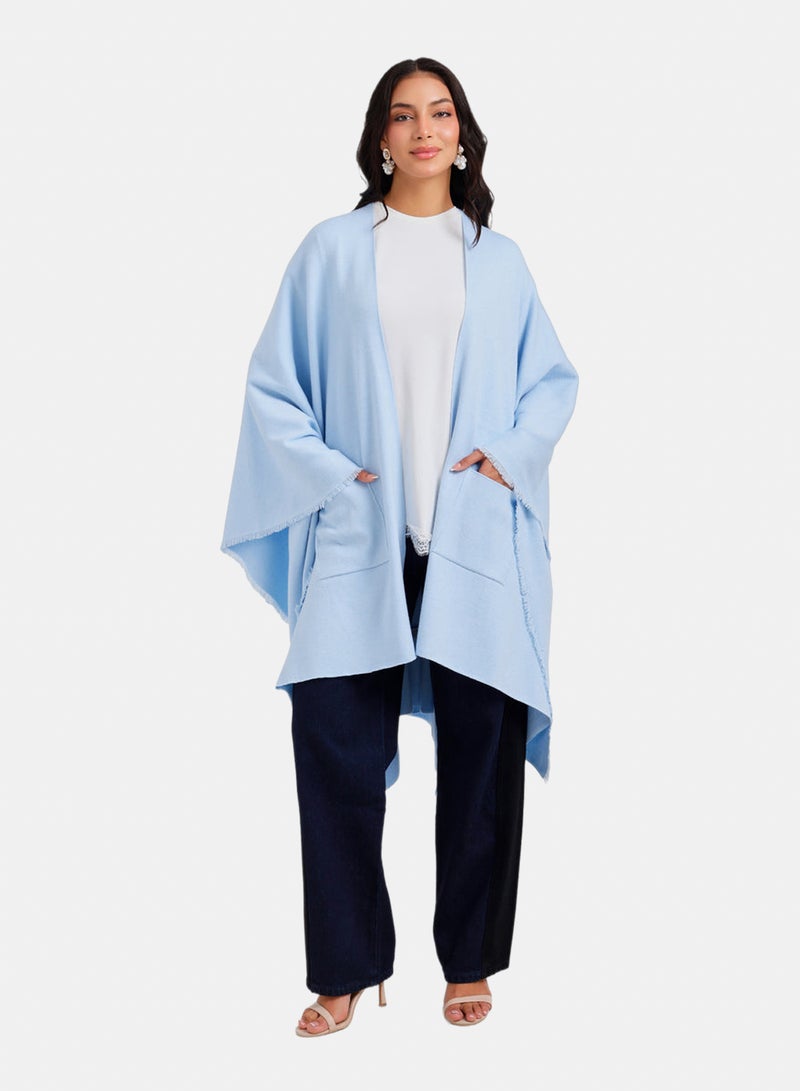 Carina Fringed Open-Front Poncho - Image 1